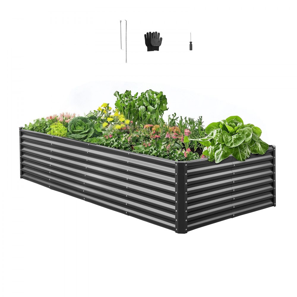 VEVOR galvanized metal raised garden bed 8x4 ft