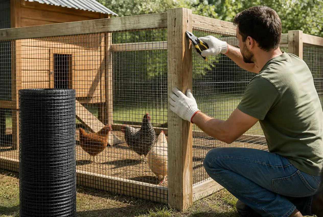 Building a welded wire run beside the coop