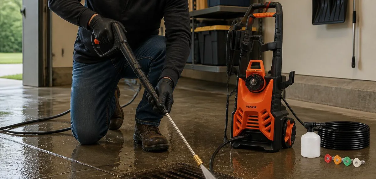 Electric pressure washer for deep-flushing drains