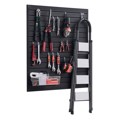 VEVOR Slat Wall Paneling, 4 x 4 ft, PVC Garage Slatwall with Modular Design, Black Slat Wall Easy-to-Install Adjustable Slatwall Panel with Coupling Structure & DIY Cutting, Fits for Storage & Display