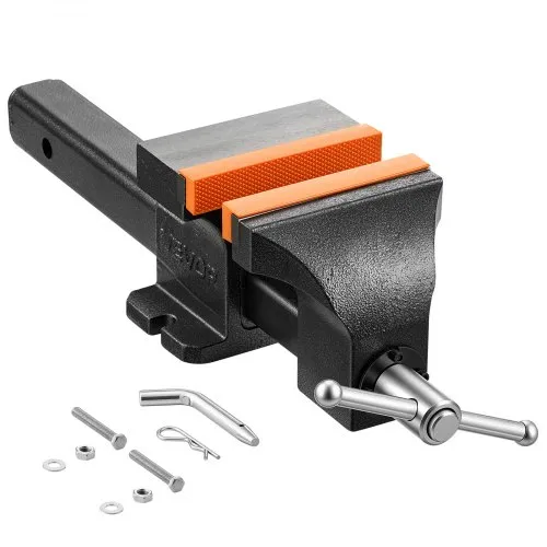 VEVOR Truck Hitch Vise, 6" Jaw Width, Heavy Duty Ductile Iron Bench Vise with Anvil, 1 Pair Magnetic Jaw Pads, Pin, 3.54" Throat Depth, 5.6" Max Jaw Opening, Multi-Purpose, for Truck Trailer Receiver