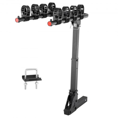 VEVOR Hitch Mount Bike Rack, 4-Bike Carrier Rack, 150 LBS Capacity Bike Rack Hitch for 2-inch Receiver, Titling and Folding Bike Carrier with No-Wobble U Bolt and Strap, for Car, SUV, Truck, RV