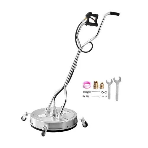 VEVOR 22" Pressure Washer Surface Cleaner, Stainless Steel Pressure Washer Attachments with 4 Wheels, 4500 Max PSI, 3/8 Quick Connector, 2 Spray Nozzles, Dual Handle, for Concrete, Patio, Sidewalk