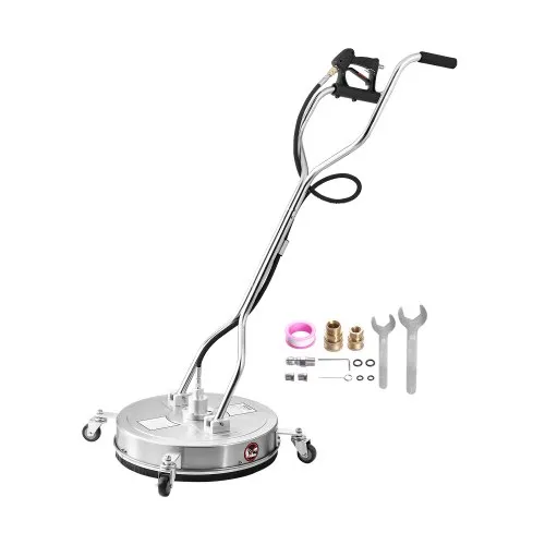 VEVOR 20" Pressure Washer Surface Cleaner, Stainless Steel Pressure Washer Attachments with 4 Wheels, 4000 Max PSI, 3/8 Quick Connector, 2 Spray Nozzles, Dual Handle, for Concrete, Patio, Sidewalk