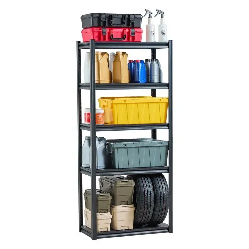 VEVOR Storage Shelves, 2000 lbs, 5 Tier Garage Storage Shelving, 16" D x 32" W x 72" H Adjustable Metal Shelves for Garage Shelves Utility Rack Shelf, Ideal for Kitchen, Warehouse, Basement, Black