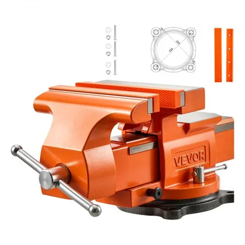 VEVOR Heavy Duty Bench Vise, 8" Jaw Width, Multi-Purpose Ductile Iron Bench Vise with Anvil and 360-Degree Locking Swivel Base, 2.95" Throat Depth, 8" Max Jaw Opening, for Drilling, Pipe Cutting