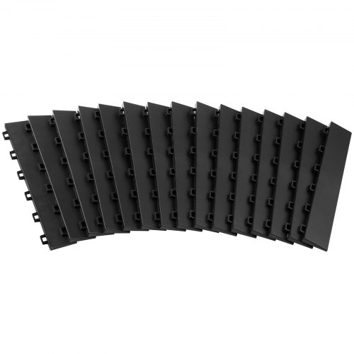 VEVOR Female Garage Floors Transition Edge Kit, 15 PCS Sturdy PP Interlocking Modular Garage Floor Edging Slip-resistant, Easy Assembly Compatible Only With VEVOR Upgraded 6-Lock Garage Mats, Black