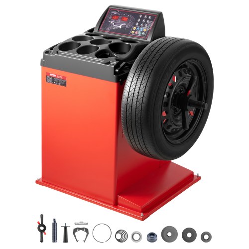 VEVOR Tire Changer Machine, 18" Spindle, Durable Tire Balancer with 4 Size of Conic & 45# Steel, Reinforced Tire Balancer with Complete Measuring Tools & Multi-Compartment, Fit for 1.5"-18" Wide Tire