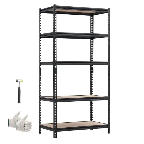 VEVOR Storage Shelves, 5-Tier Adjustable, 2000 lbs Capacity, Heavy Duty Garage Storage Shelving Unit, Metal Utility Rack Shelf, for Garage Warehouse Basement Kitchen, 36.34" W x 18.07" D x 71.38" H