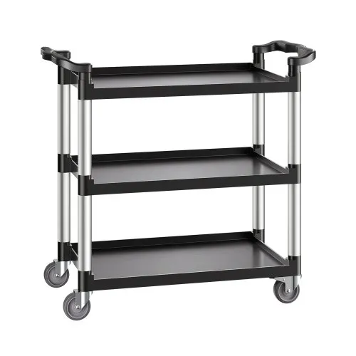 VEVOR Utility Cart, 500 lbs Load Capacity, 3-tier Utility Plastic Cart with 360° Swivel Wheels (2 with Brakes), 31.1 x 19.3-inch Food Service Cart for Warehouse, Office, Home, Restaurant, Kitchen