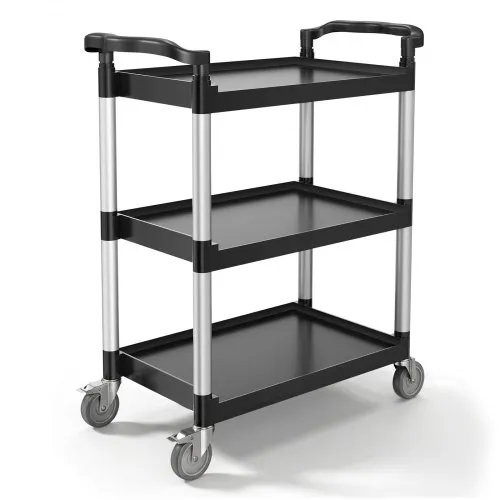VEVOR Utility Cart, 300 lbs Load Capacity, 3-tier Utility Plastic Cart with 360° Swivel Wheels (2 with Brakes), 24.4 x 16.1-inch Food Service Cart for Warehouse, Office, Home, Restaurant, Kitchen