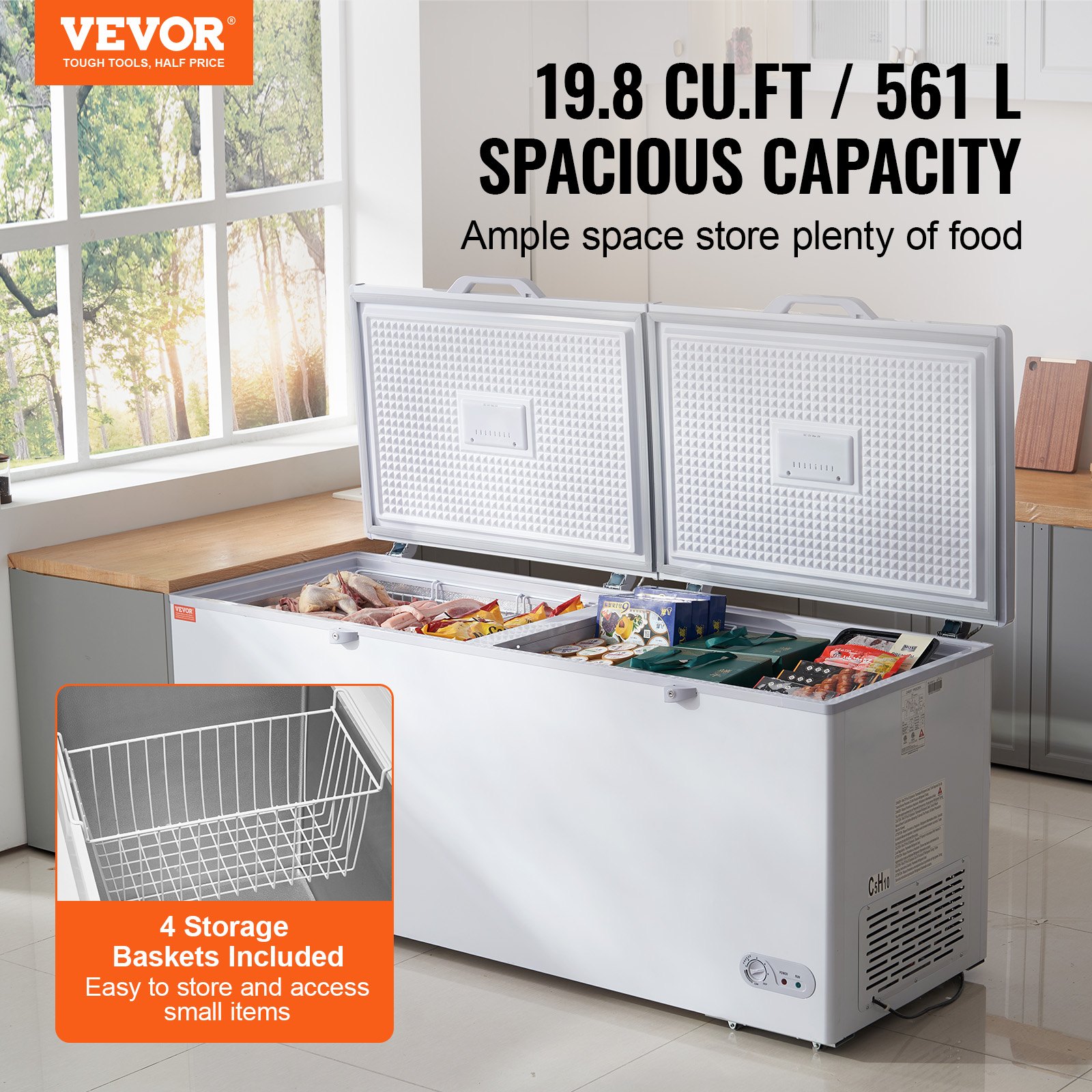 19.8 cu.ft chest freezer with 4 storage baskets