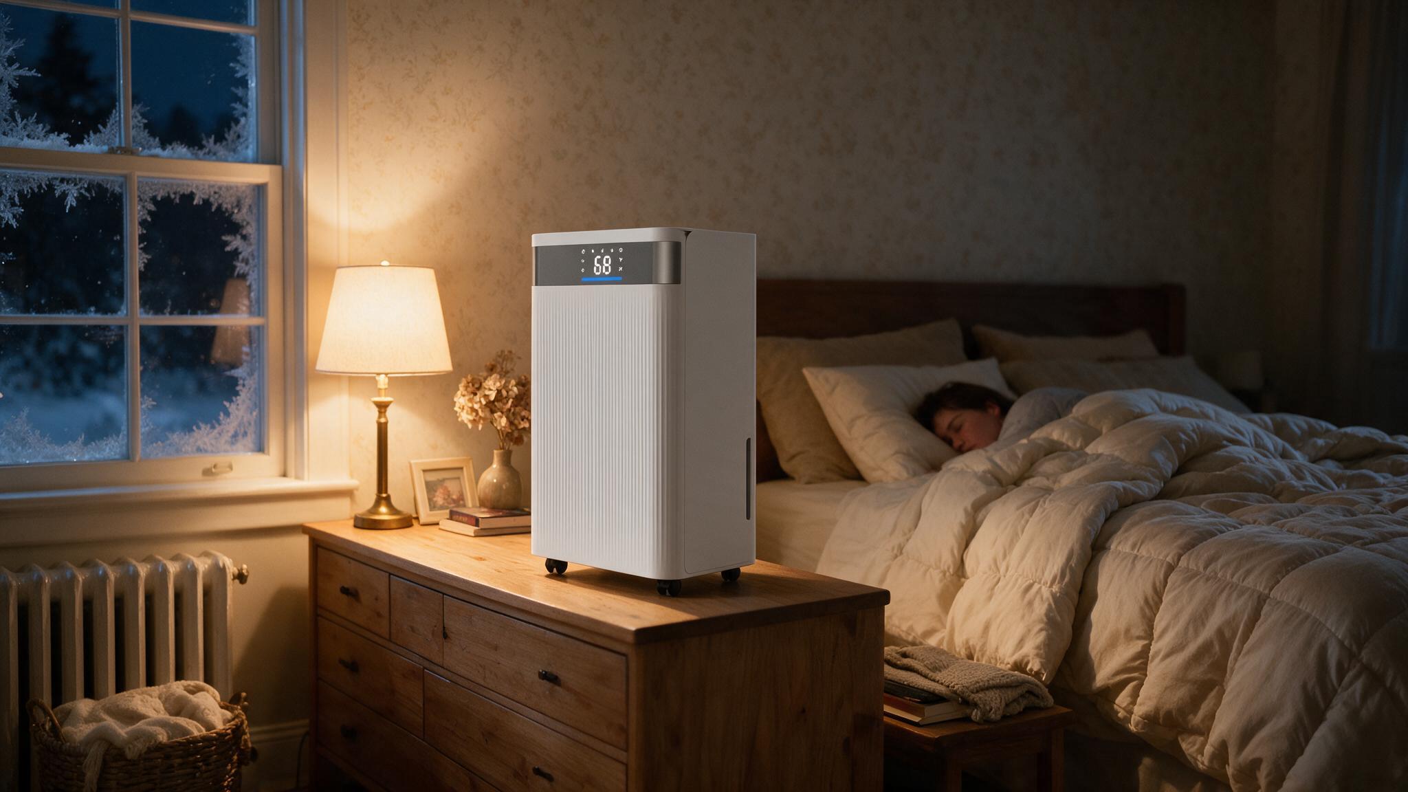 Quiet bedroom with dehumidifier running